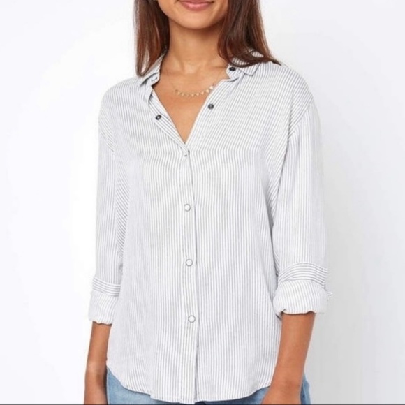 Rails Tops - Rails Eliza Pinstripe Snap Button Down Top Size Medium White